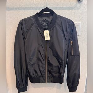 Forever21 Love Tree Black Jacket with Gold Zipper Accent